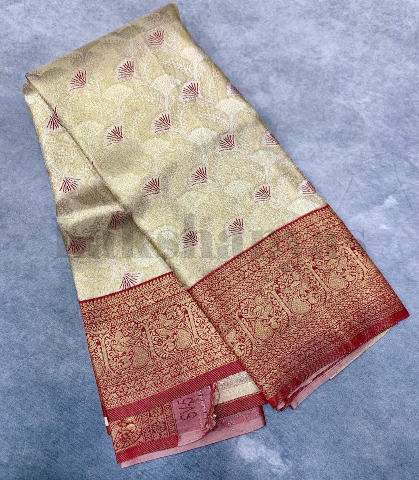 Golden Colour Soft Silk Saree with Maroon Border