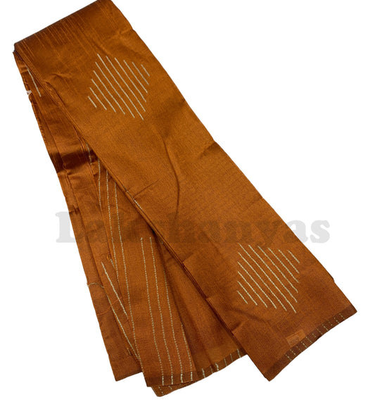 Rust  Colour Jute Cotton Saree