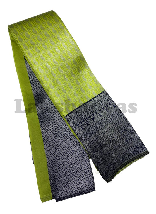 Green Apple  Colour 1000 Butta Saree with Navy Blue Border