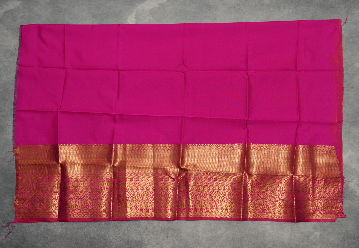 Lakshadeepam Yellow Semi Silk Saree with Rani Pink Border