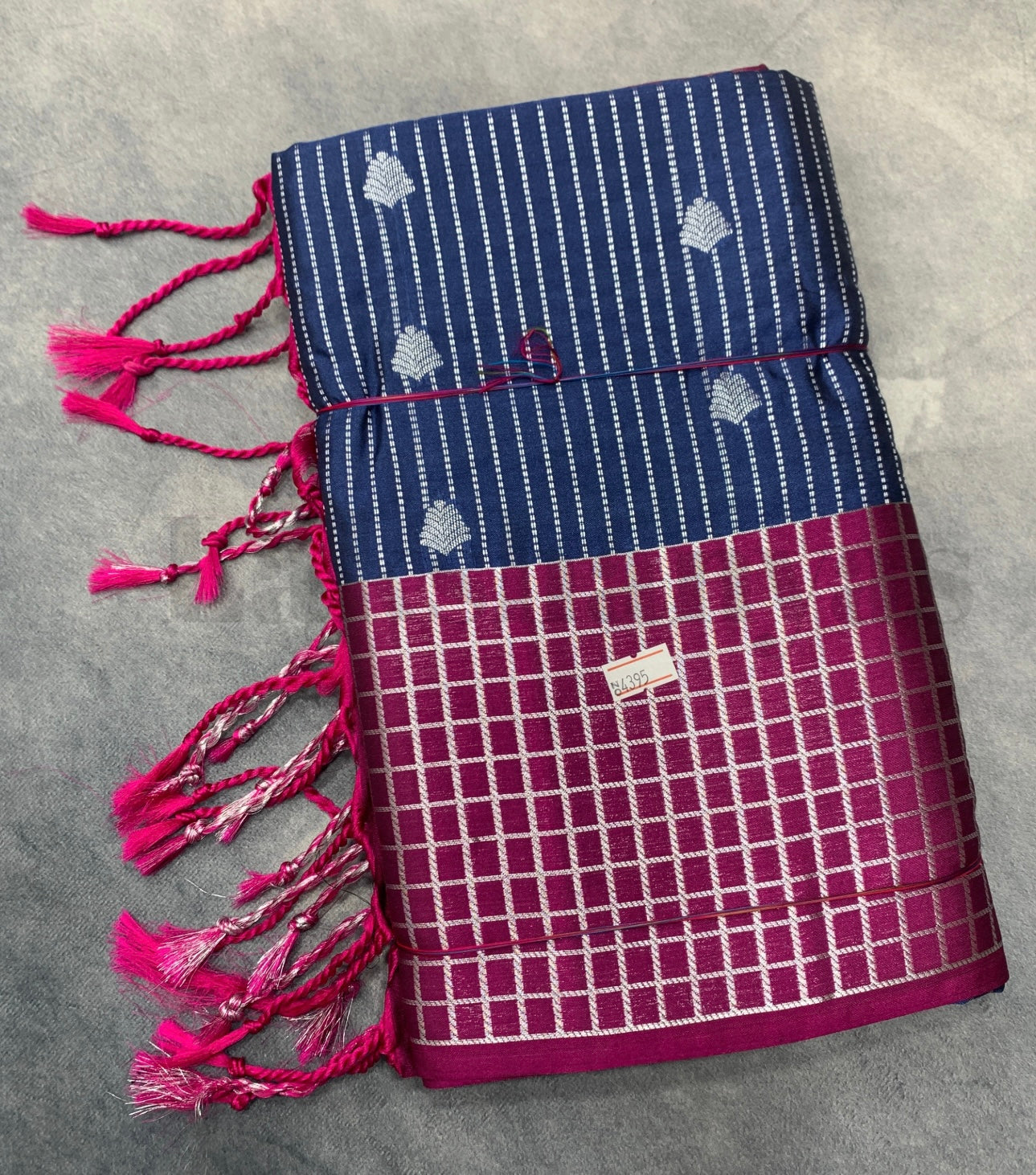 Blue Colour Soft Silk Saree with Rich Magenta Checked Border