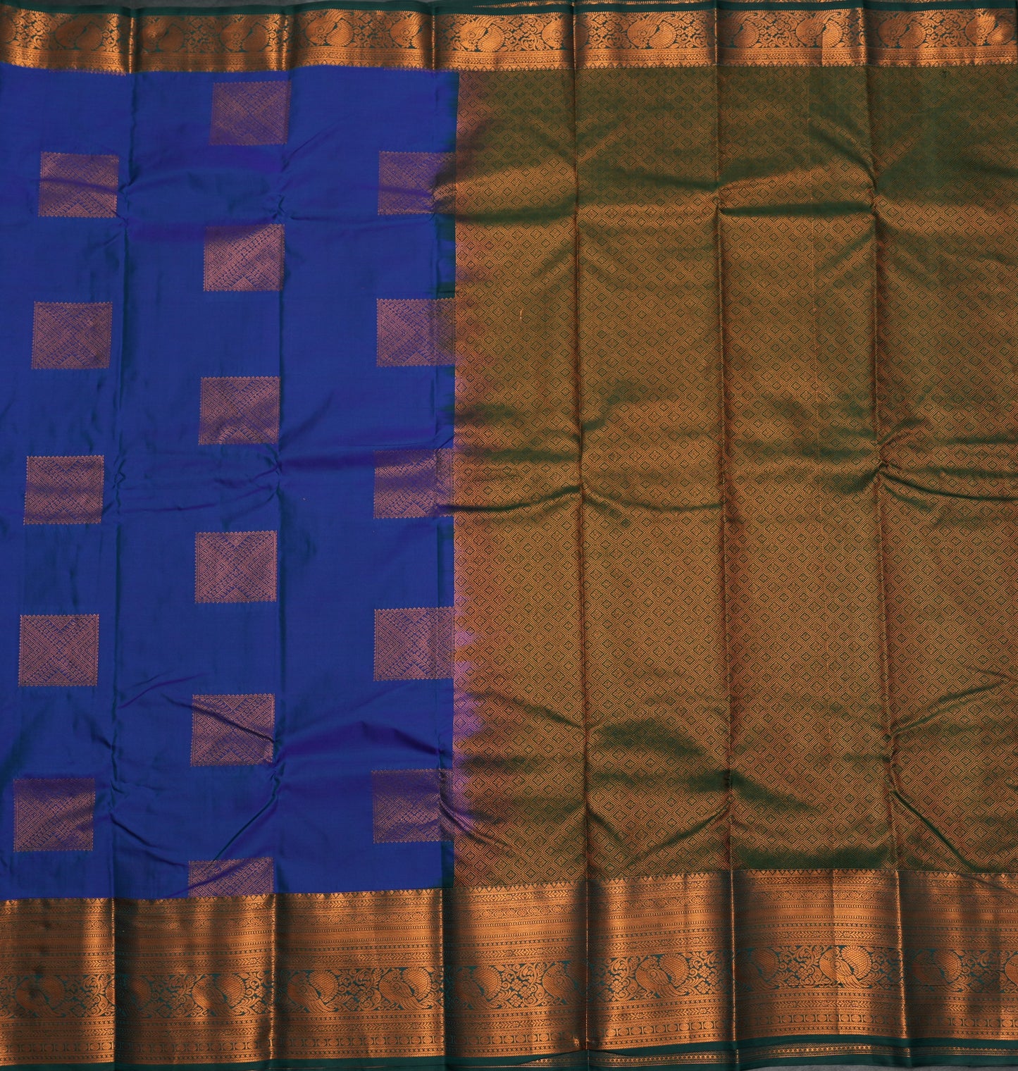 Royal Blue Semi Silk Saree with Copper Zari