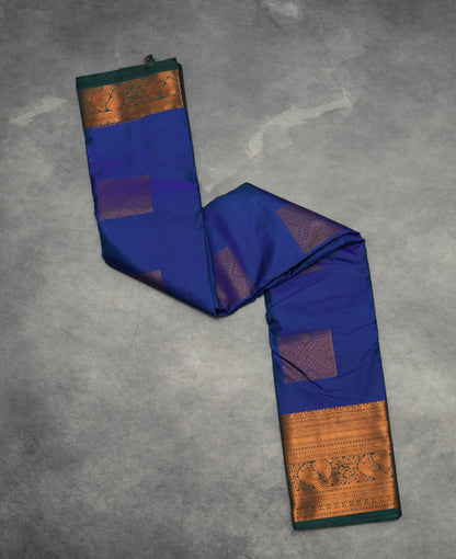 Royal Blue Semi Silk Saree with Copper Zari