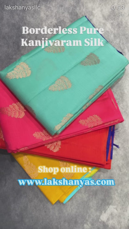 Borderless Kanjivaram Silk Saree Green
